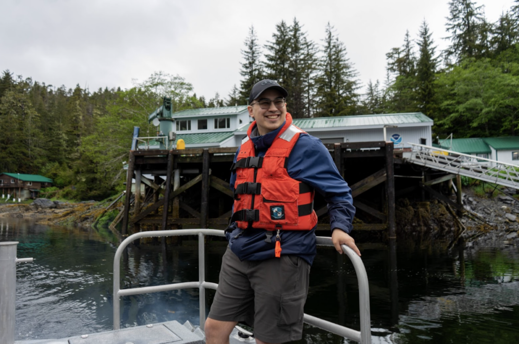 
Credit: NOAA Fisheries, Zachary Stamplis Description: ANSEP Intern Aksiin Storer at Little Port Walter Research Station